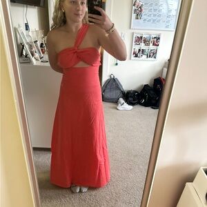 Coral One-Shoulder Dress